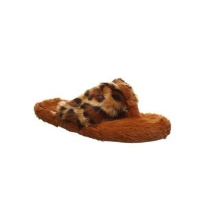 Bearpaw Furry Leopard Thong Slippers